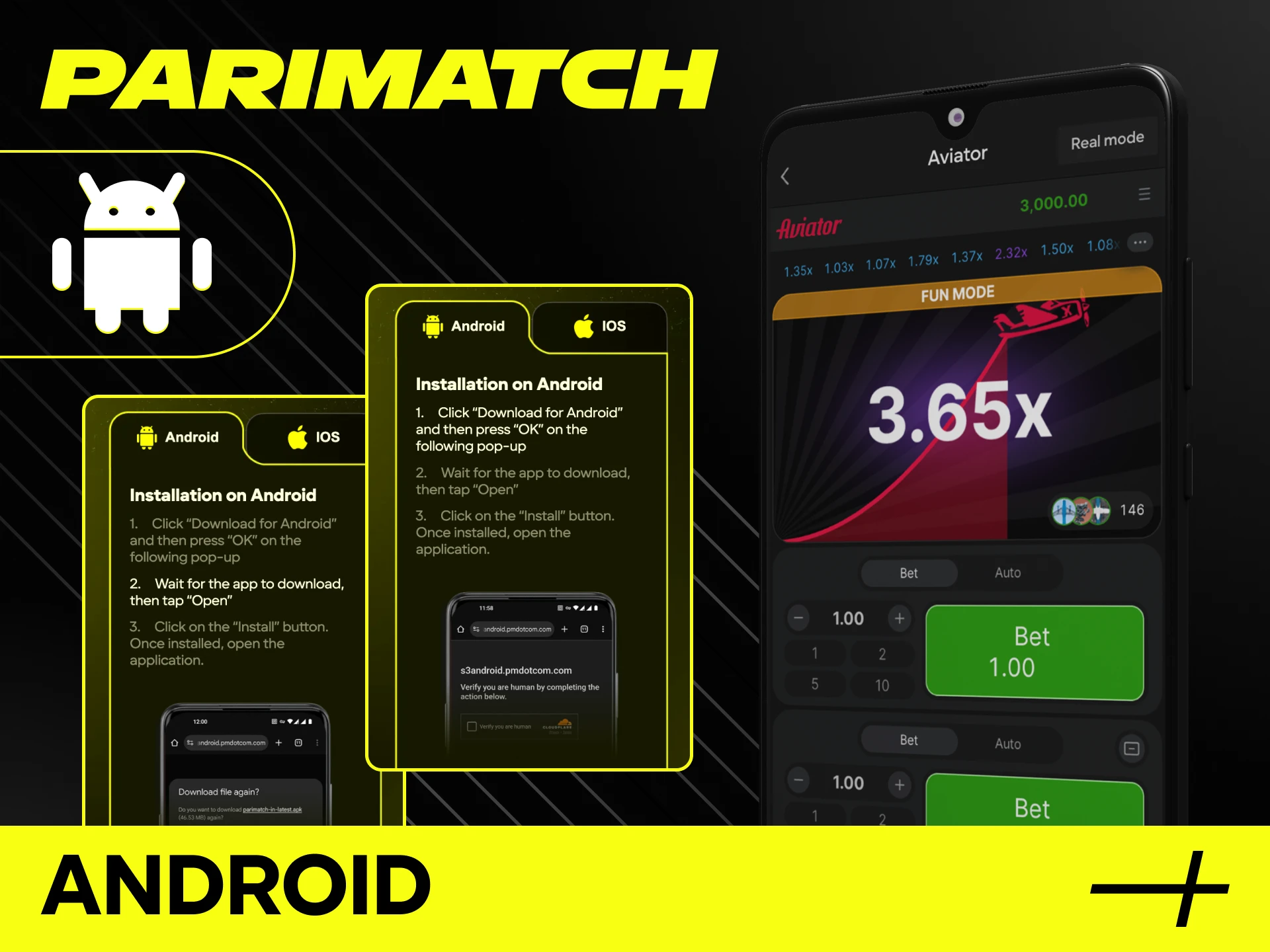 We've prepared instructions for you on how to download the Parimatch online casino app for Android.