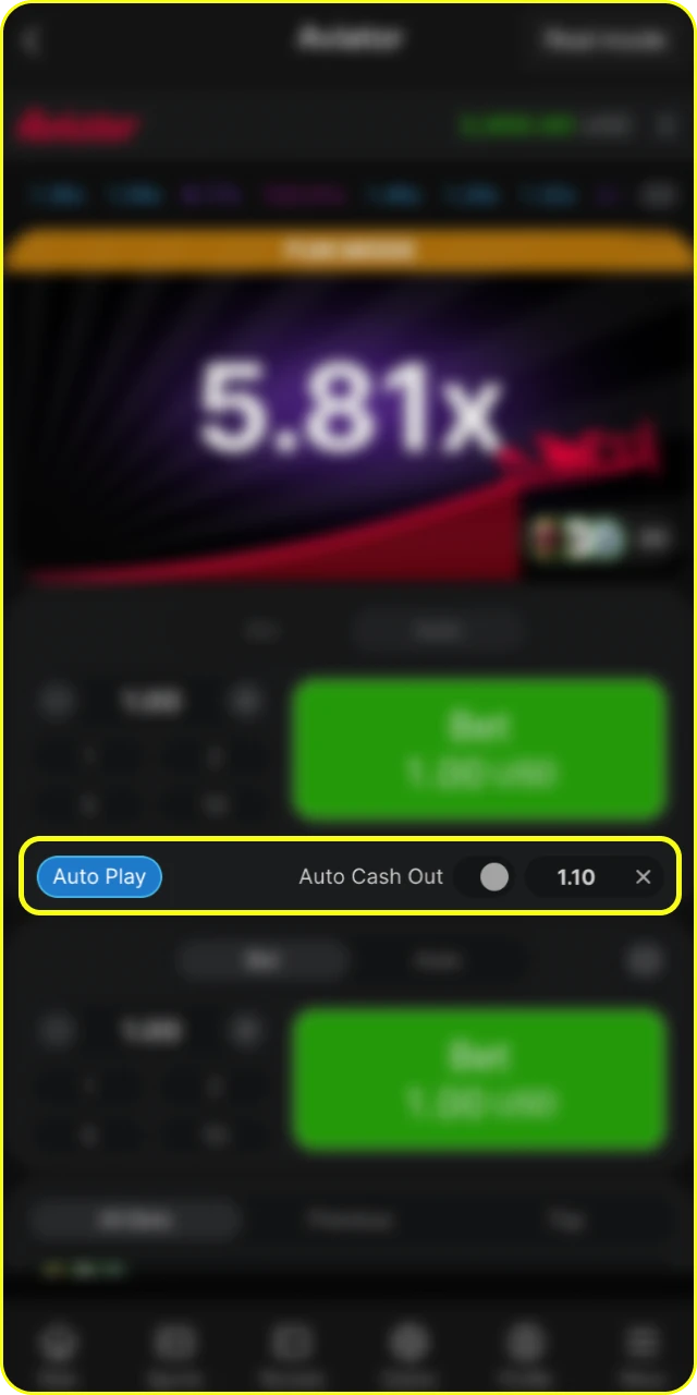 Withdraw your winnings automatically in the Aviator game at Parimatch online casino.