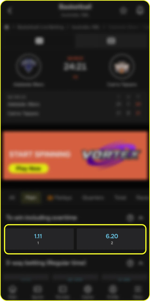 Choose the best basketball bet at Parimatch Casino.