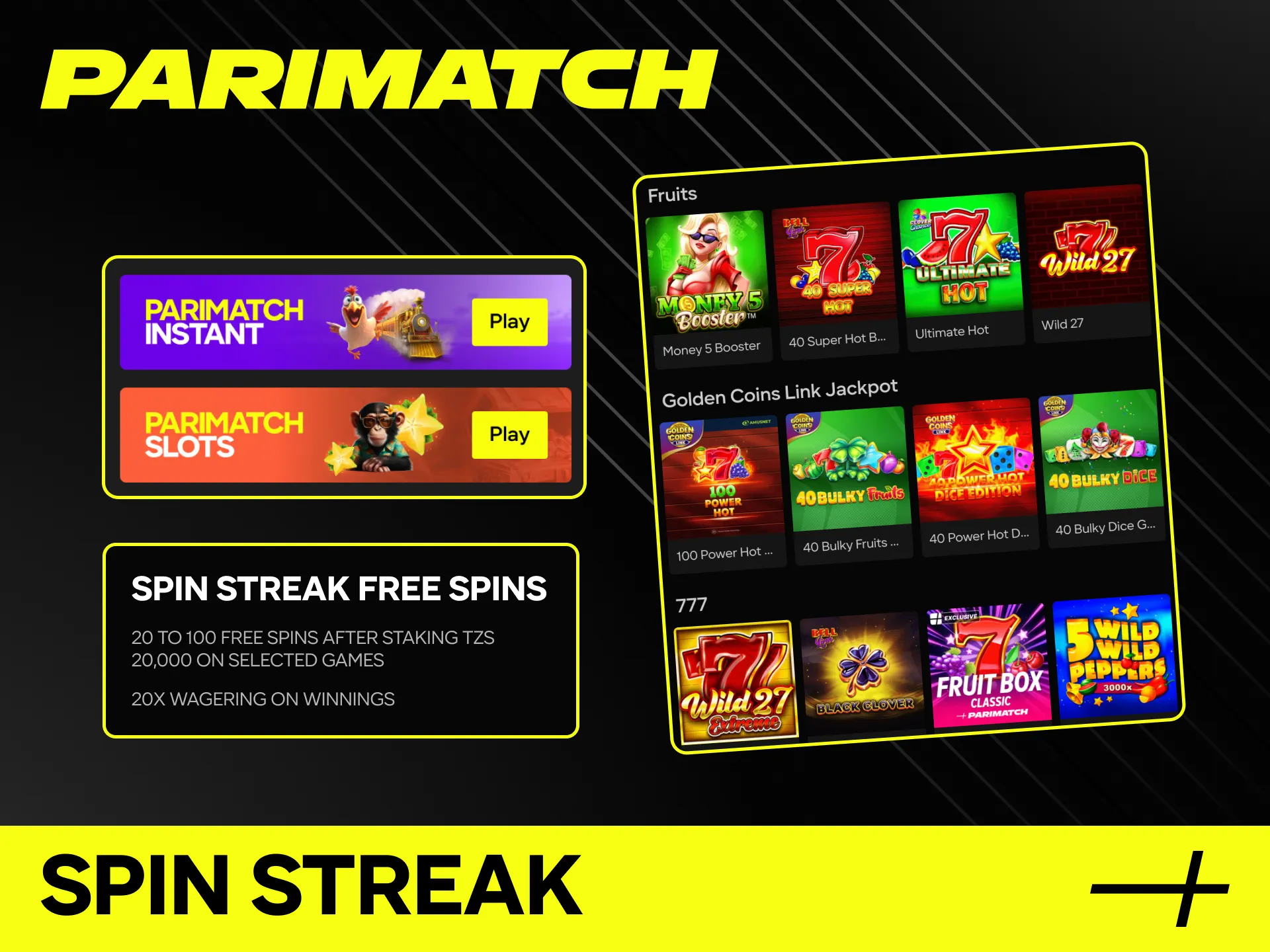 Get free spins with the Spin Streak Free Spins bonus at Parimatch online casino.