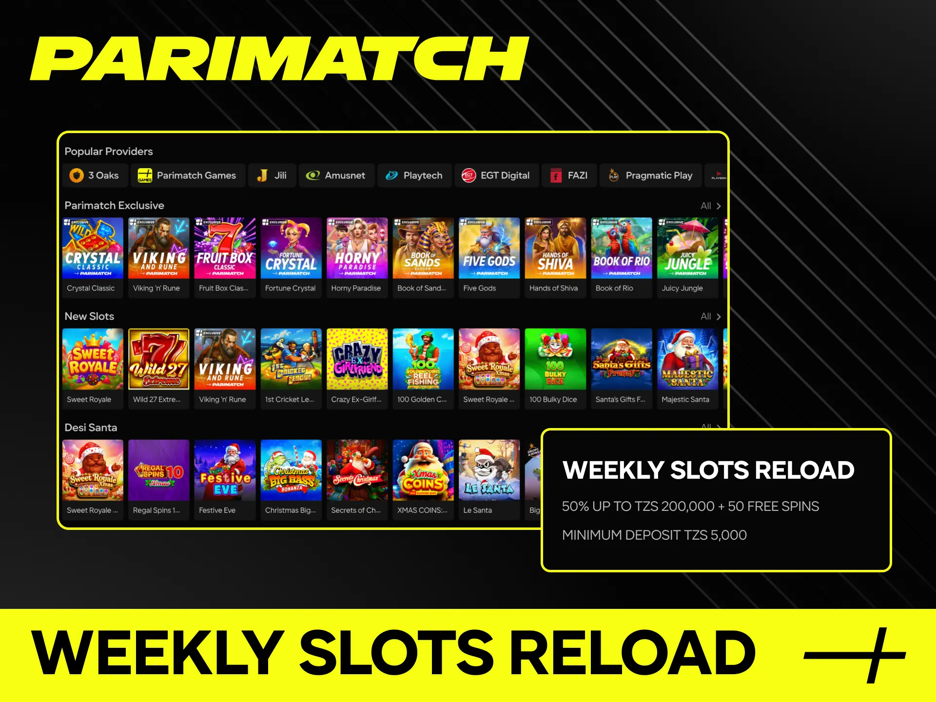 Claim your Weekly Slots Reload bonus at Parimatch online casino.