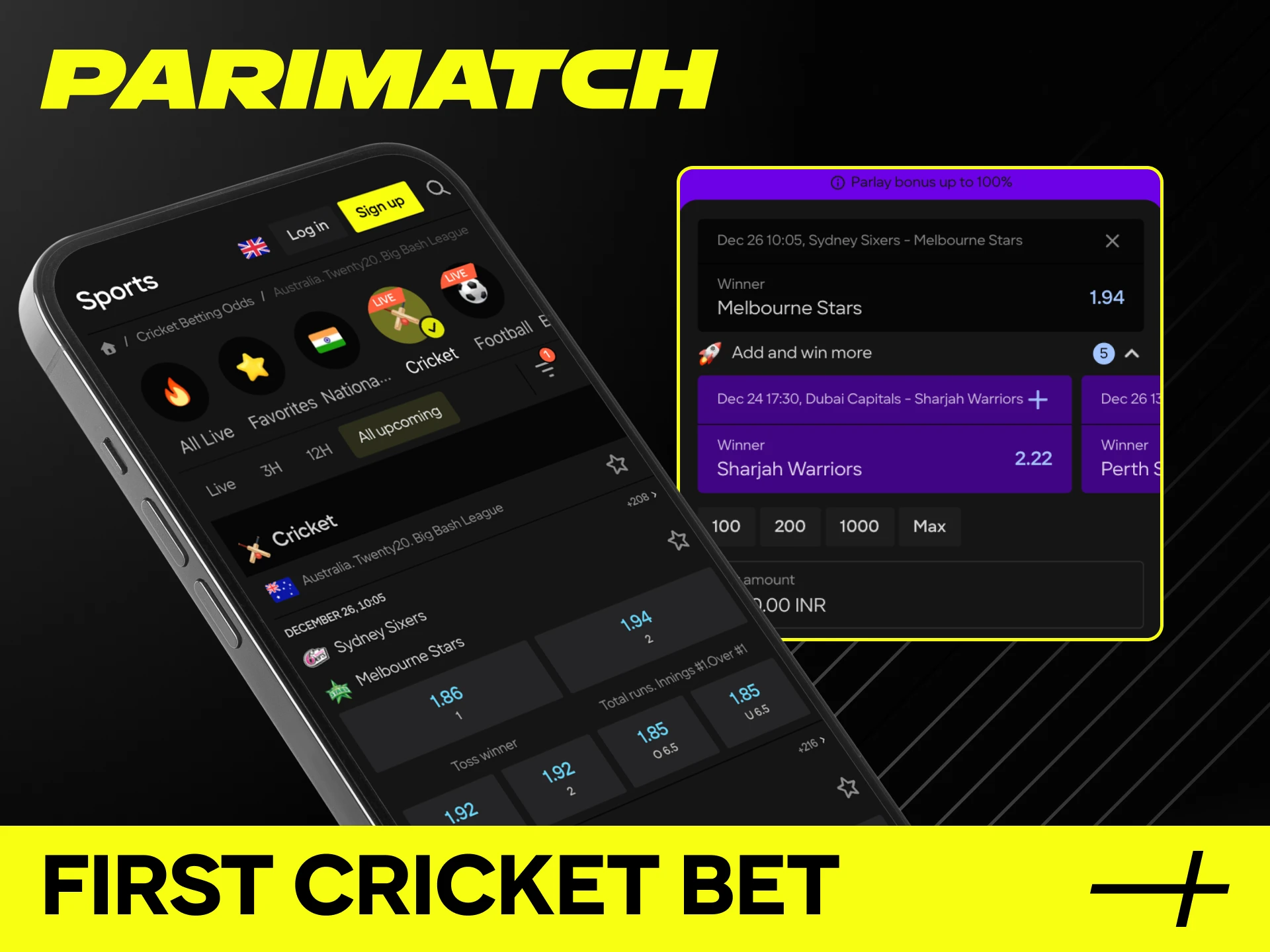 Place your bets in the PVA version online at Parimatch Casino on your phone.