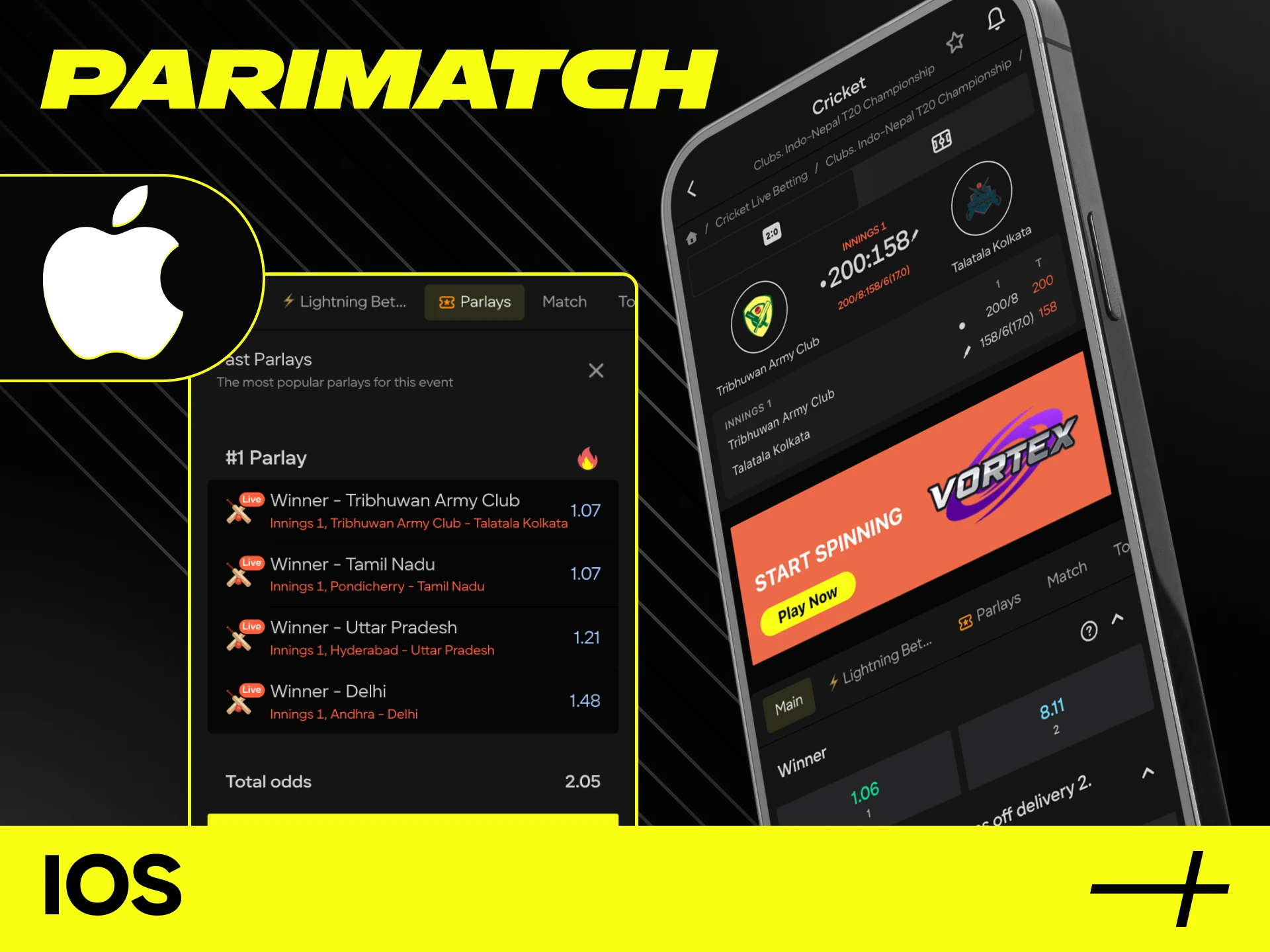 Players can download the Parimatch online casino app to their iOS phone from the app store.
