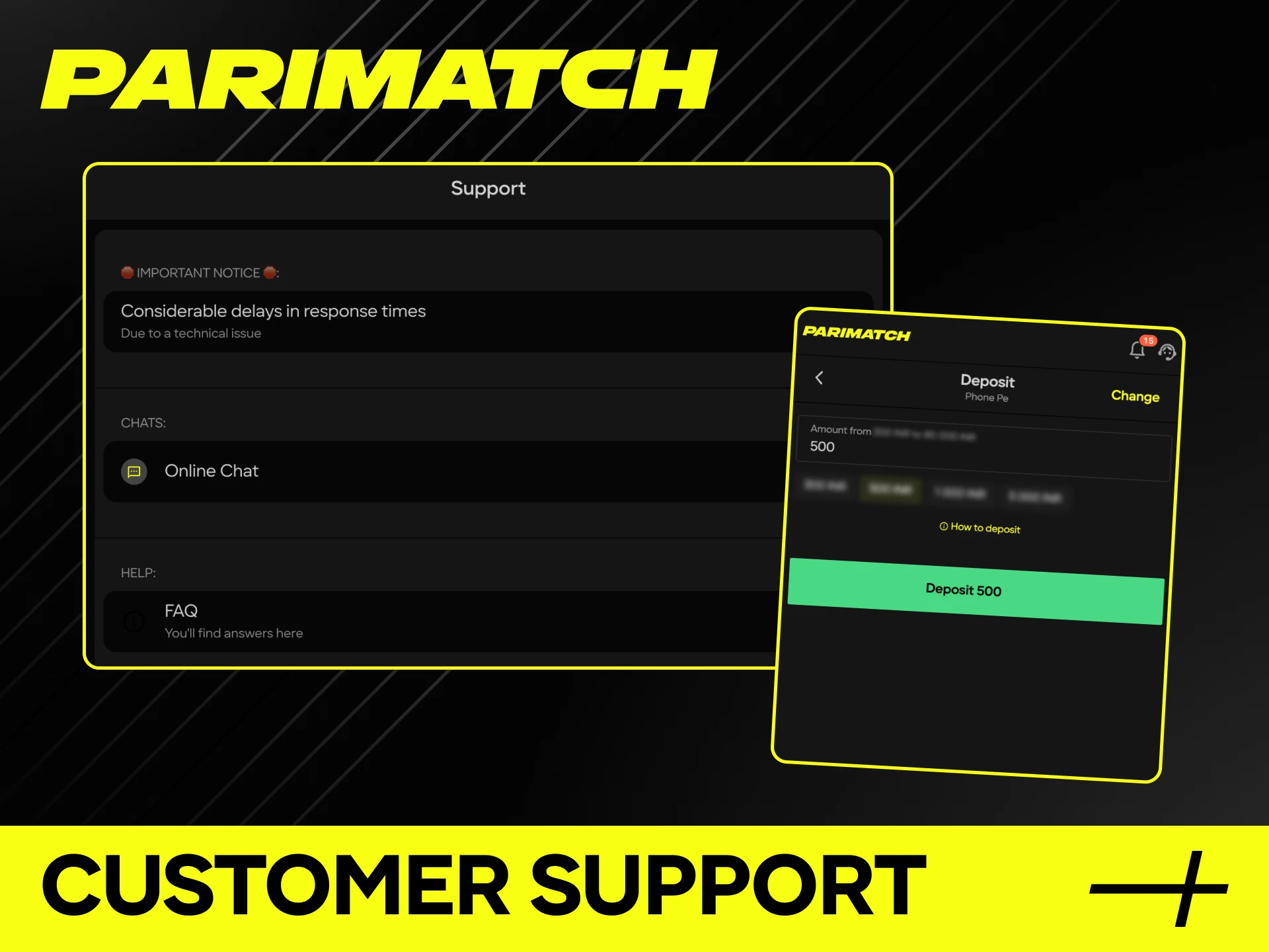 Parimatch online casino offers several ways to contact customer support.