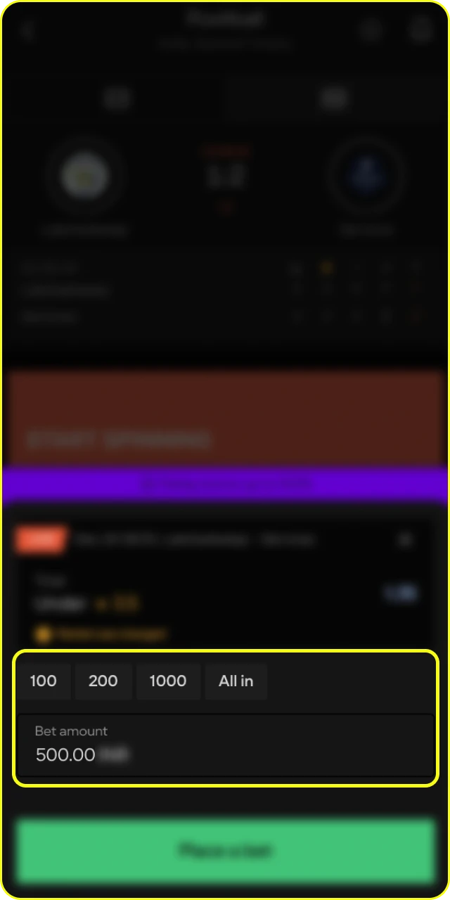 Select your bet amount from the funds available in your Parimatch online casino account.