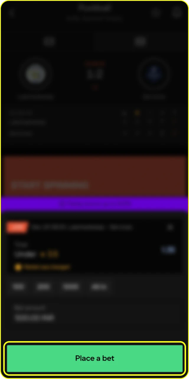 Confirm your bet at Parimatch online casino.