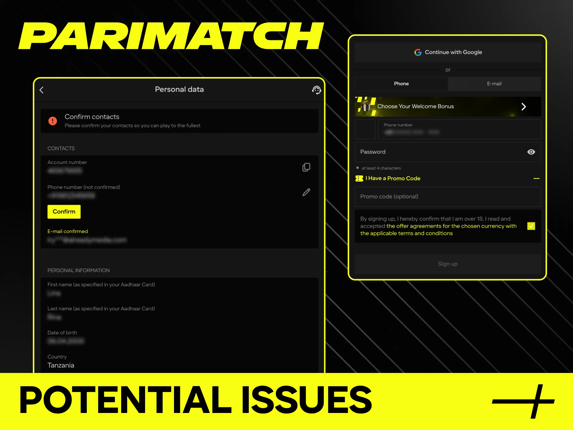 Players may encounter problems when registering at Parimatch online casino.