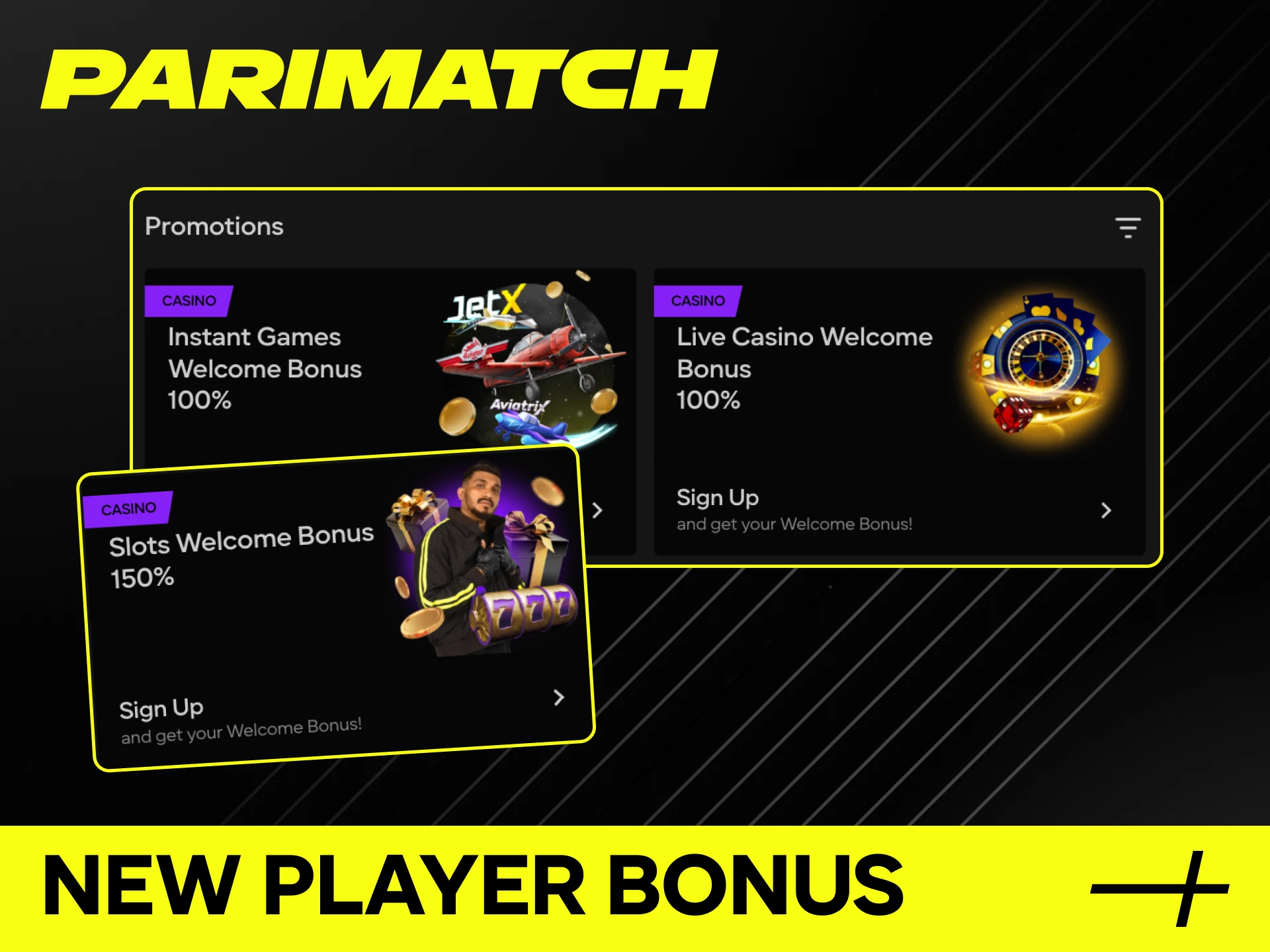 Learn about welcome bonuses at Parimatch online casino.
