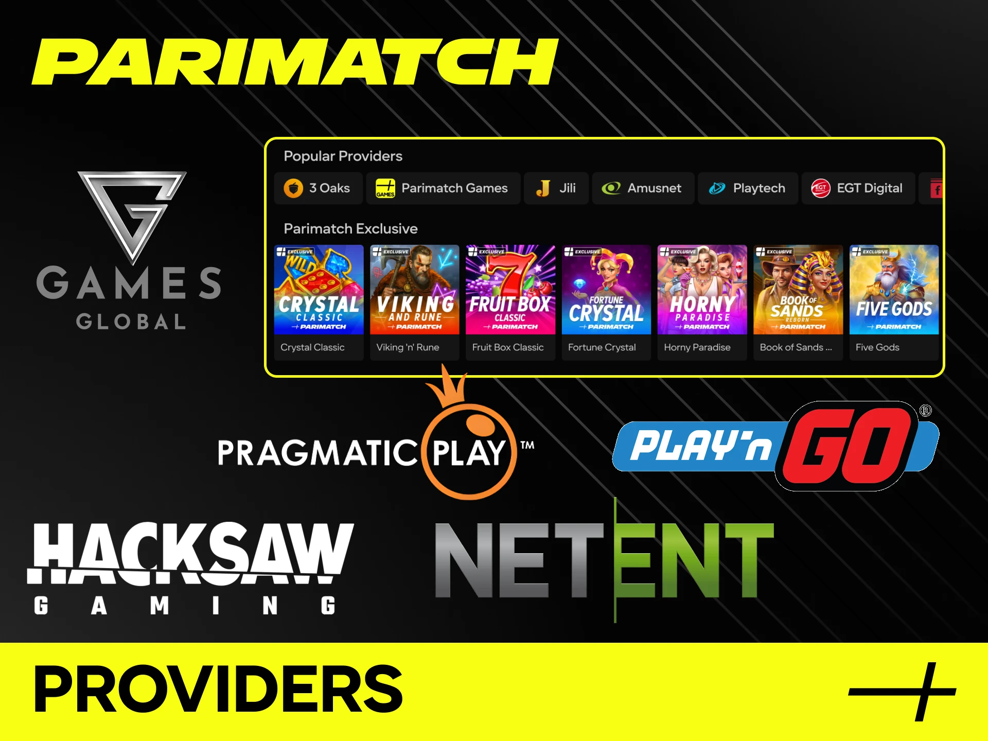 Parimatch online casino offers games from top providers.