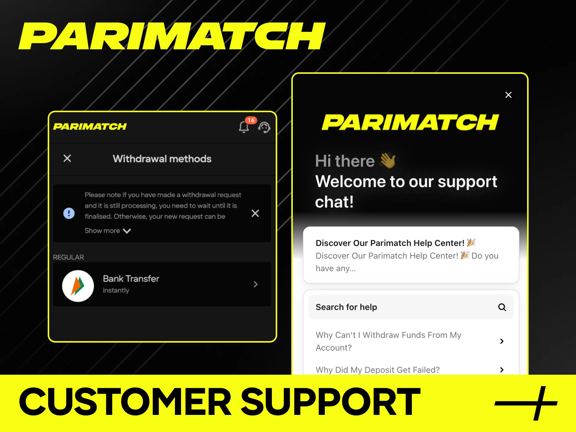 Contact Parimatch online casino support if you have any questions.