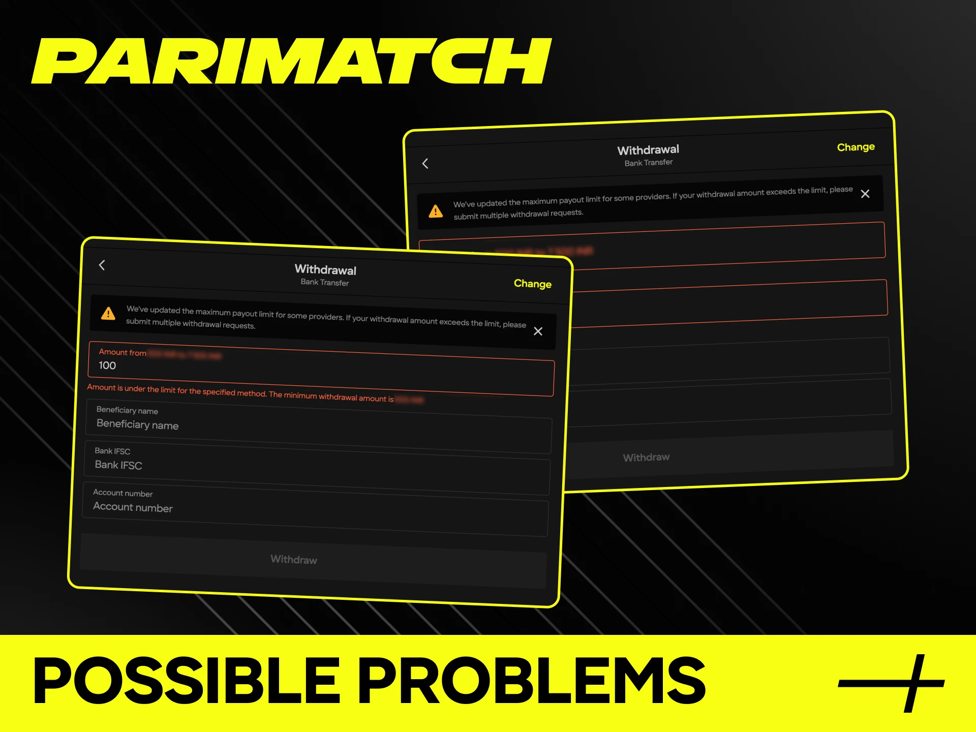 When withdrawing money from Parimatch online casino, players may encounter the following problems.