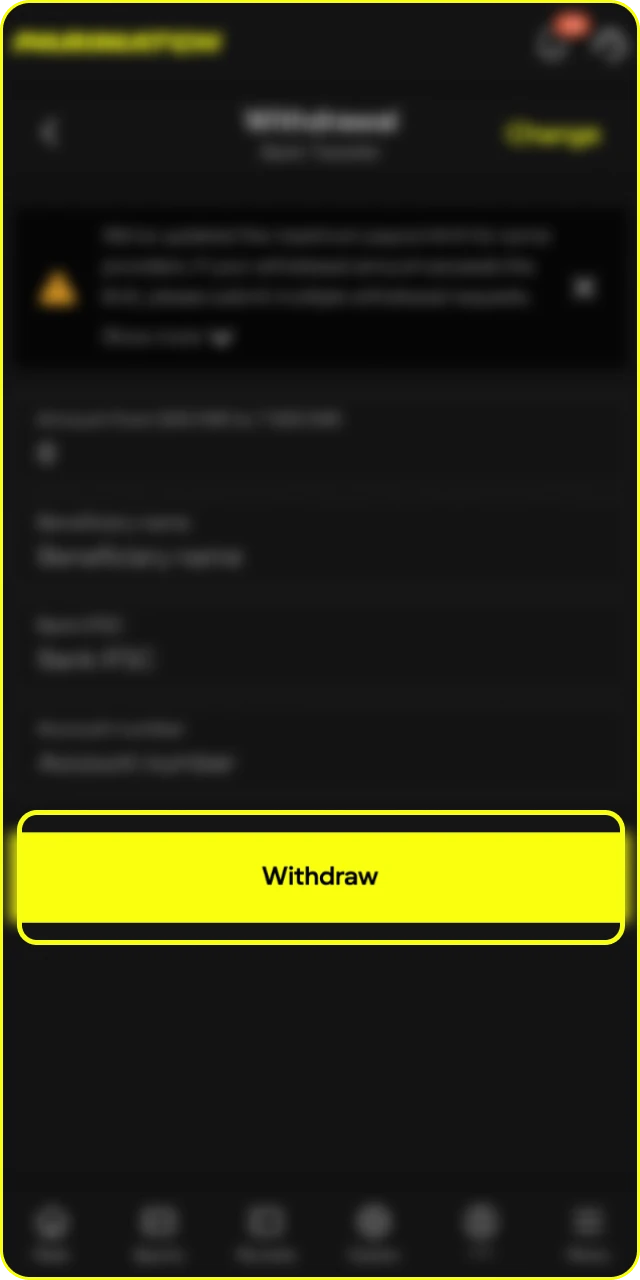 Monitor your withdrawal status in your Parimatch online casino account.