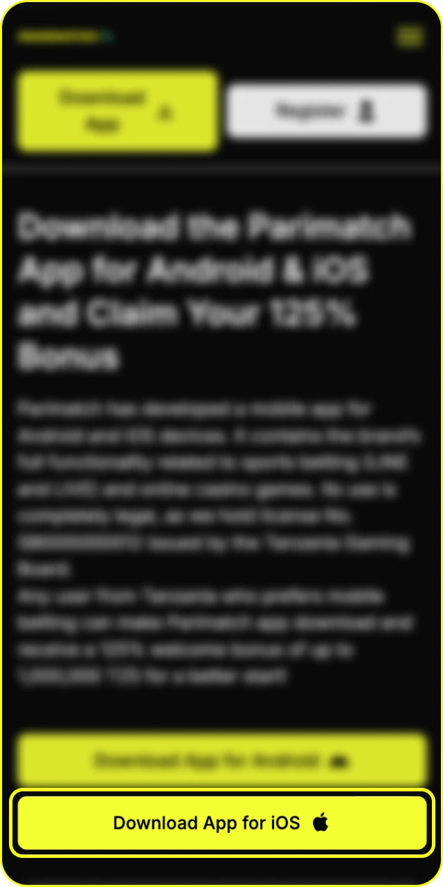 Click the App button on the official site to start your iOS Parimatch App setup.