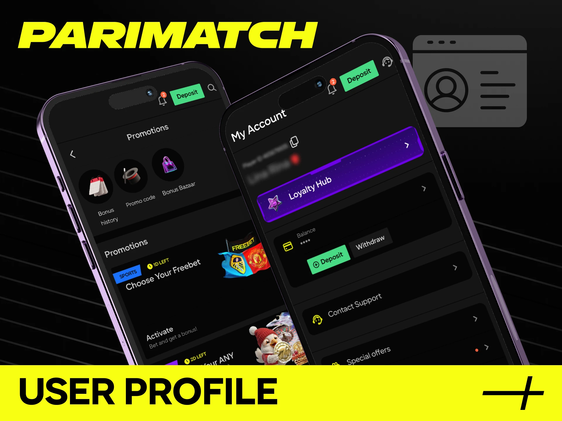 Edit your user profile features after completing the Parimatch App login.