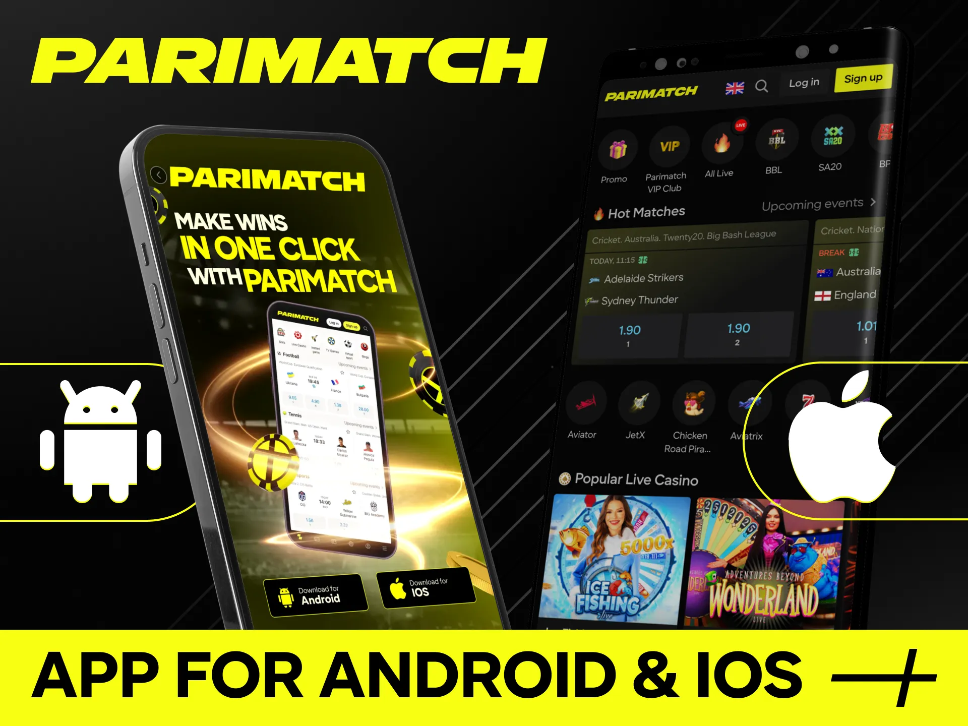 Download the Parimatch App on your mobile device to start betting on the go.