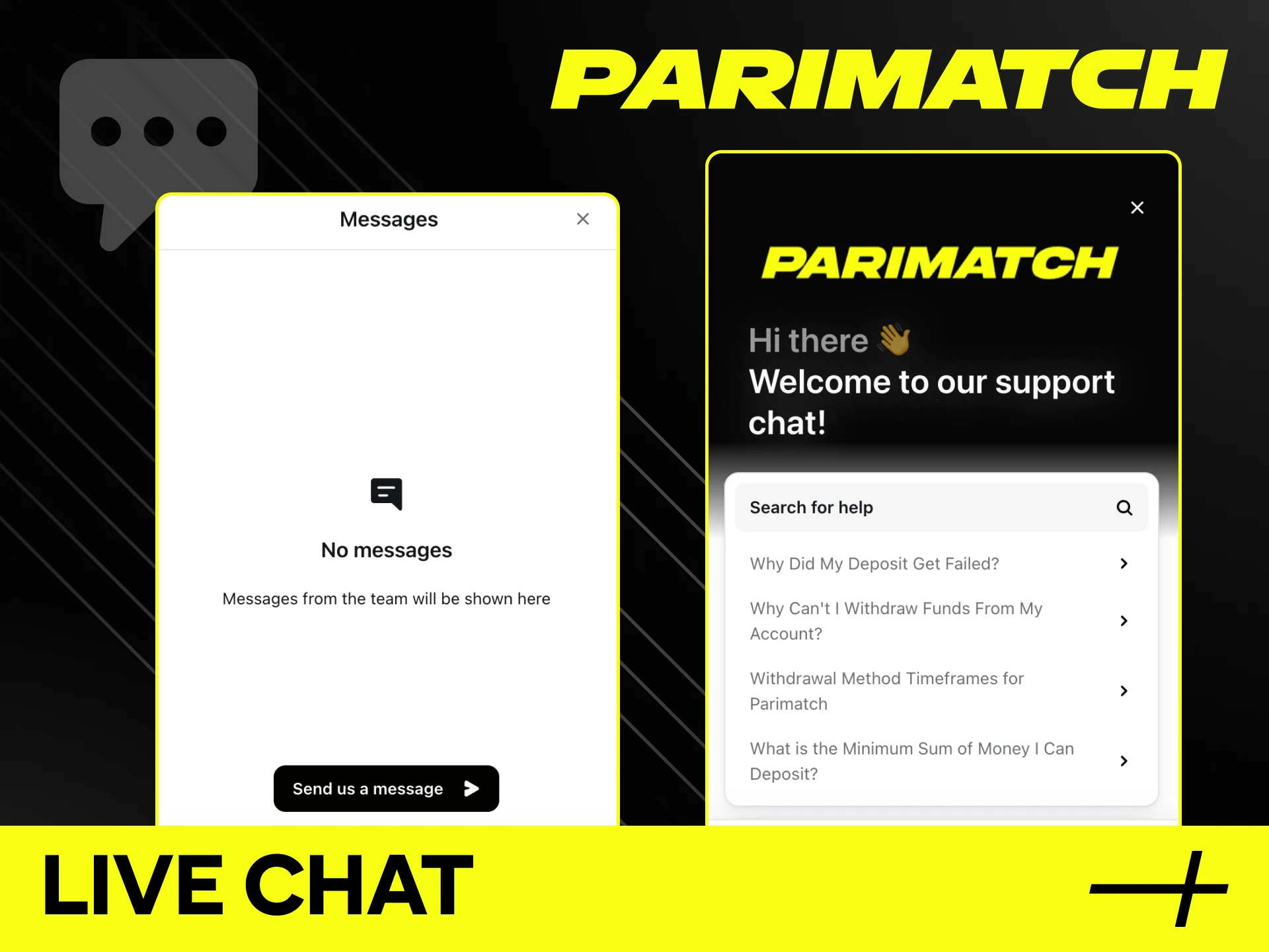 Contact Parimatch support via live chat for immediate assistance with any rules.