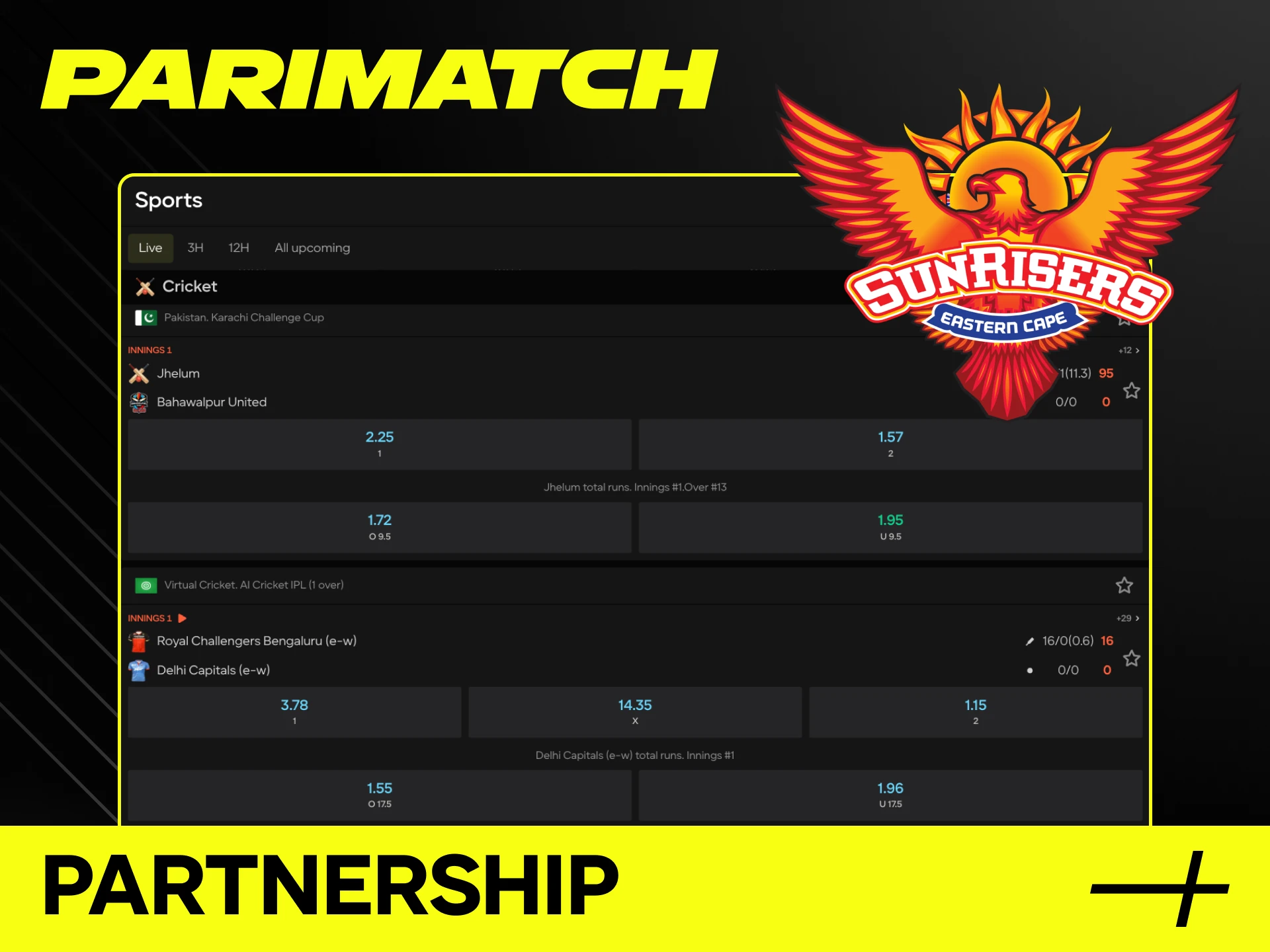 Support Sunrisers Eastern Cape through their official partnership with Parimatch.