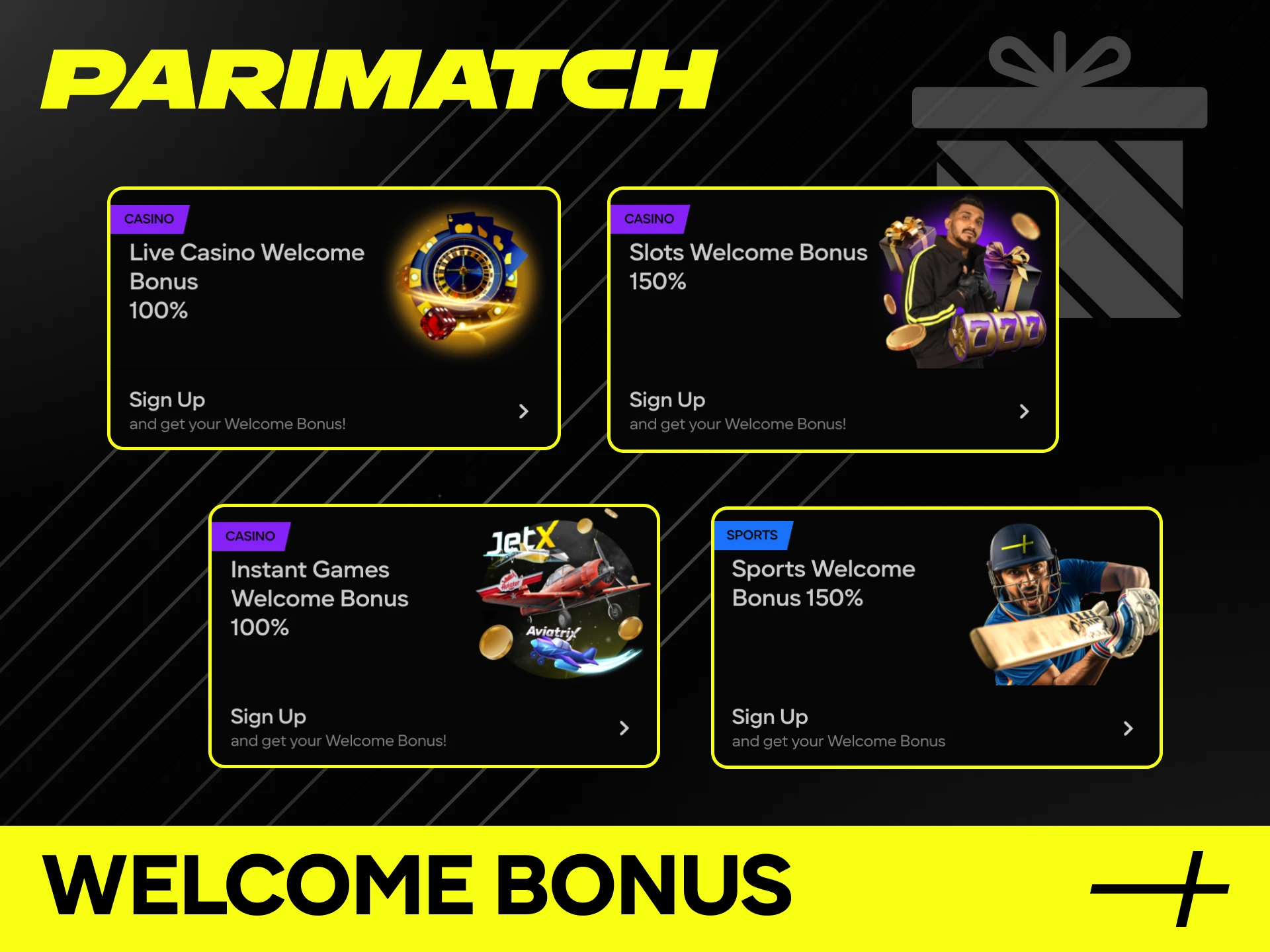 Claim your generous Parimatch welcome bonus and start winning as a new player.