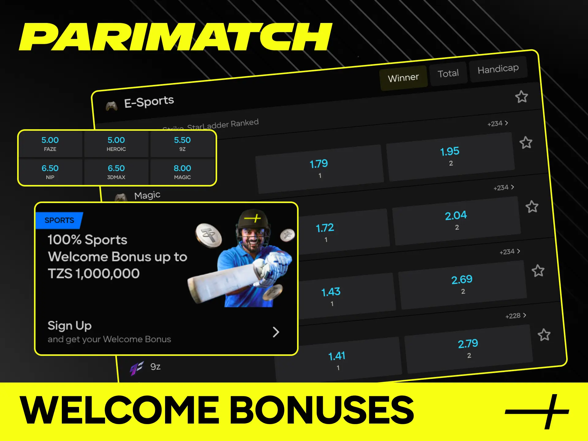 Activate your rewarding welcome bonuses for CS2 betting at Parimatch Tanzania.