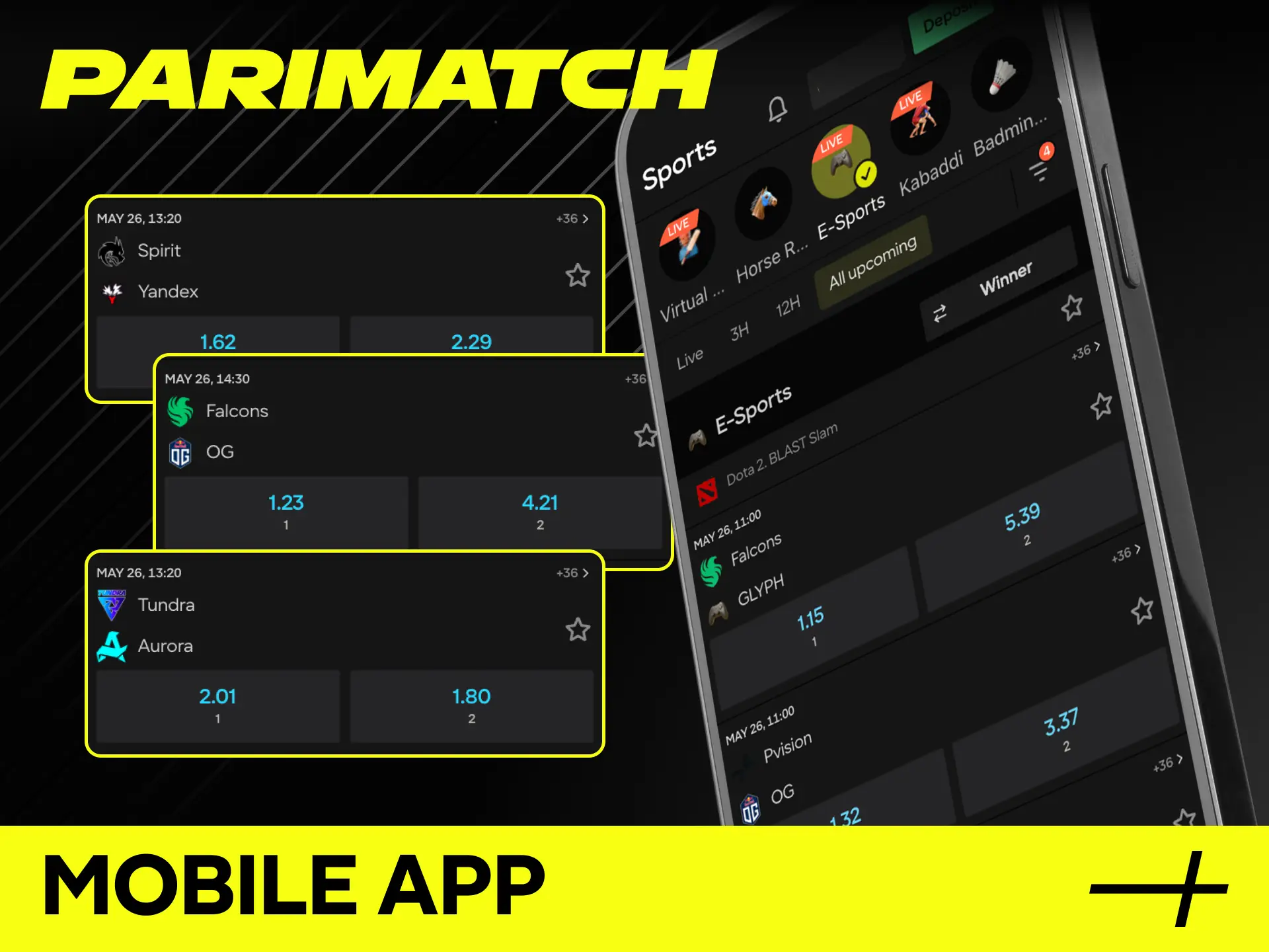Access premium Dota 2 betting lines via the official Parimatch mobile app.