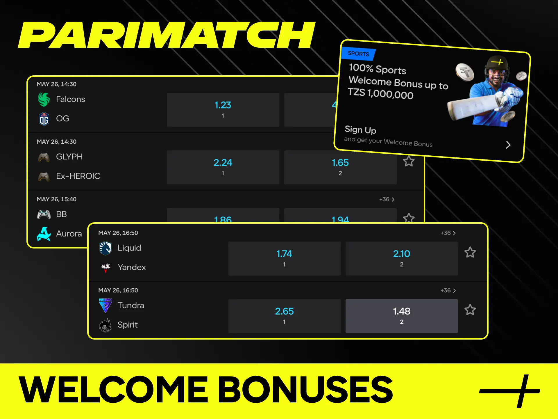 Claim your massive welcome bonuses for exciting Dota 2 betting at Parimatch Tanzania.