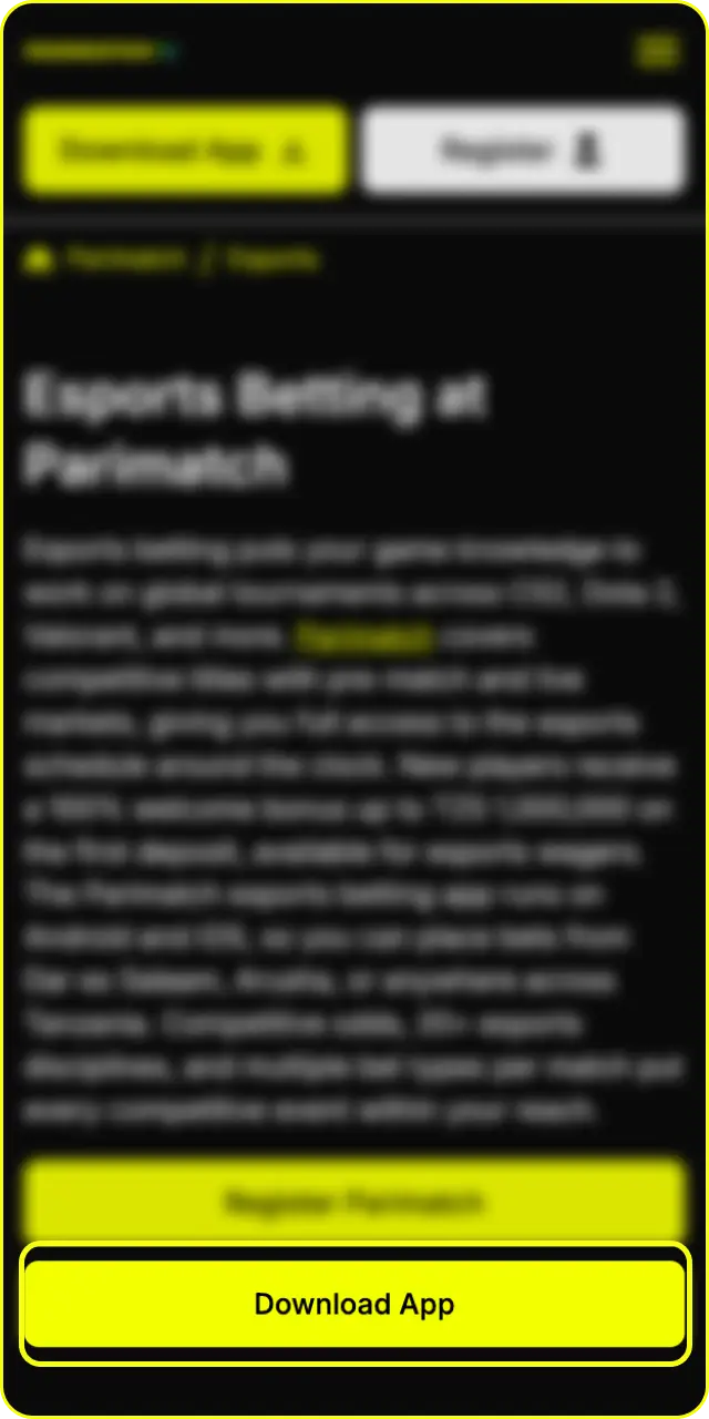 Visit the app download section to get your Parimatch mobile application.