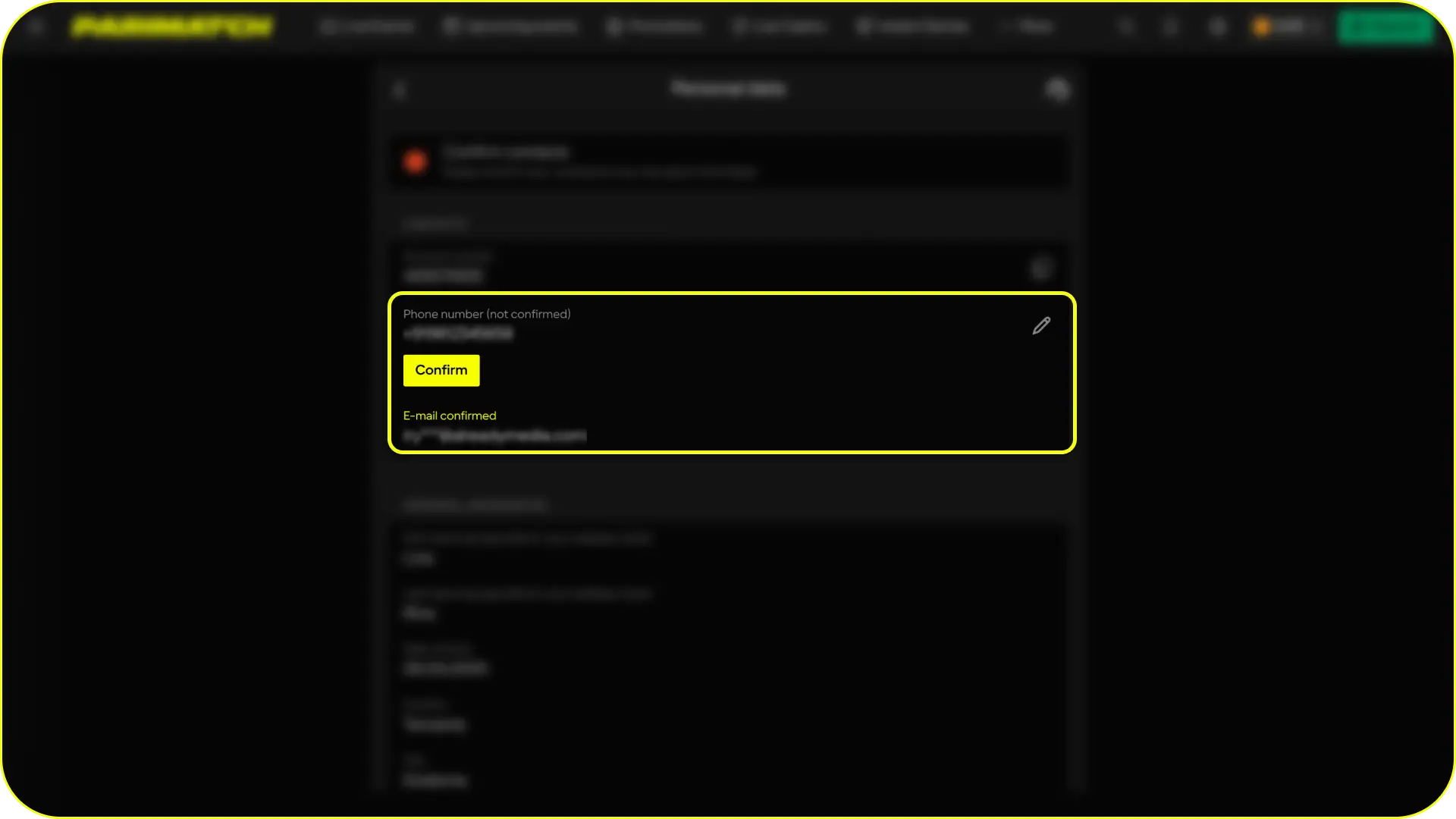 Verify your identity quickly to start secure betting on Parimatch.