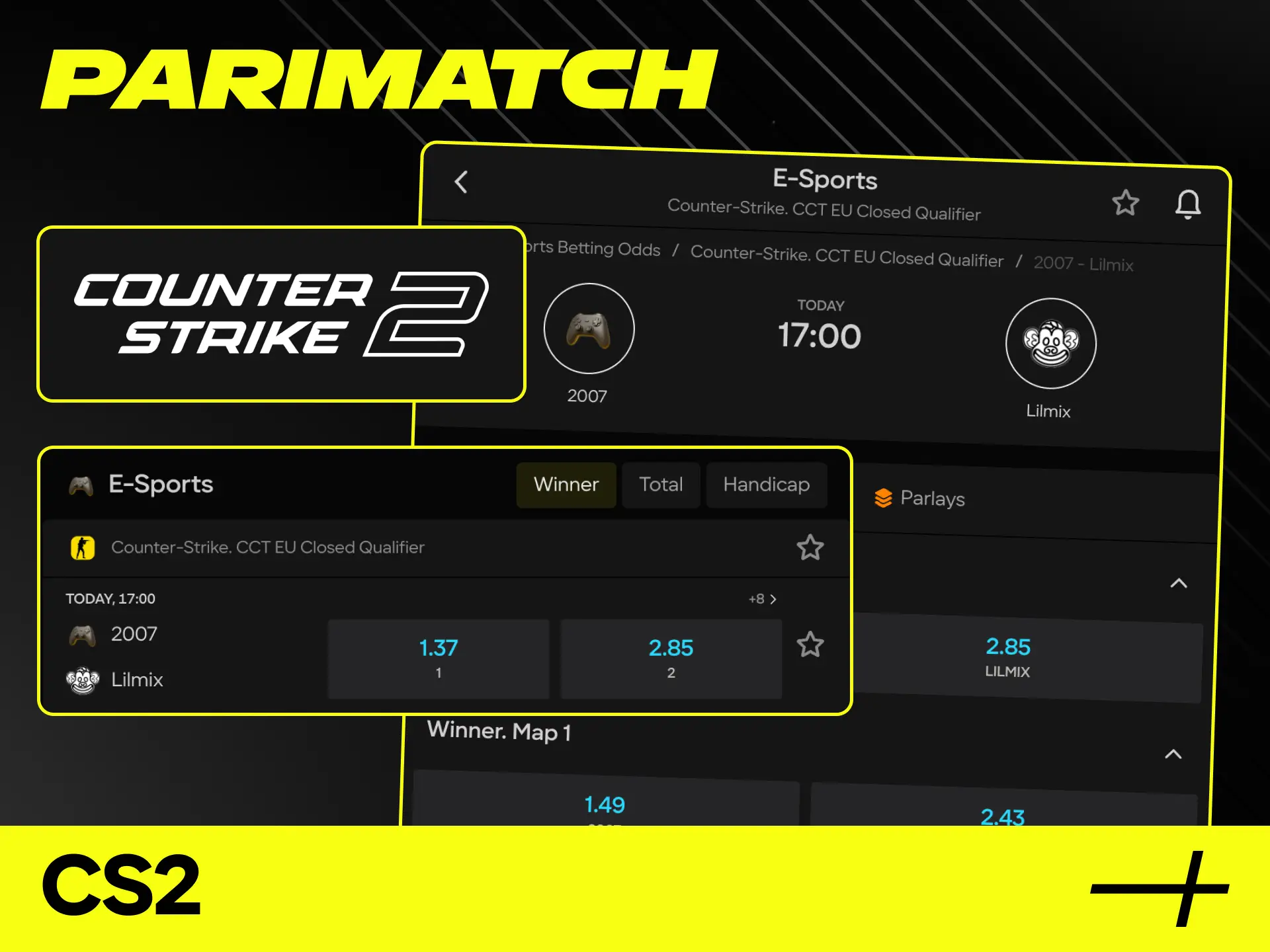 Place tactical bets on CS2 matches at Parimatch.