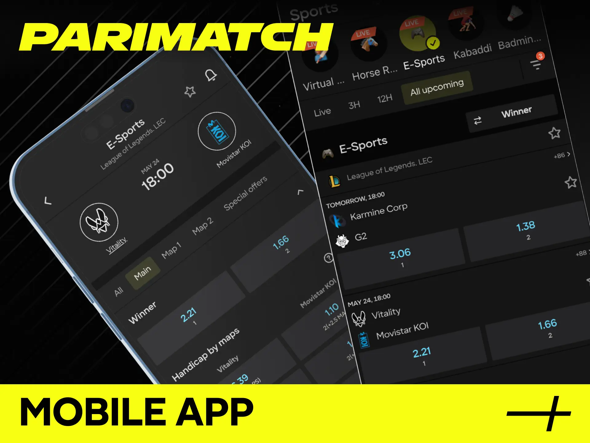 Access highly competitive odds and enjoy League of Legends betting via the Parimatch mobile app.