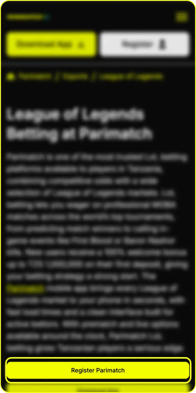 Create your account within seconds to start your Parimatch League of Legends journey.