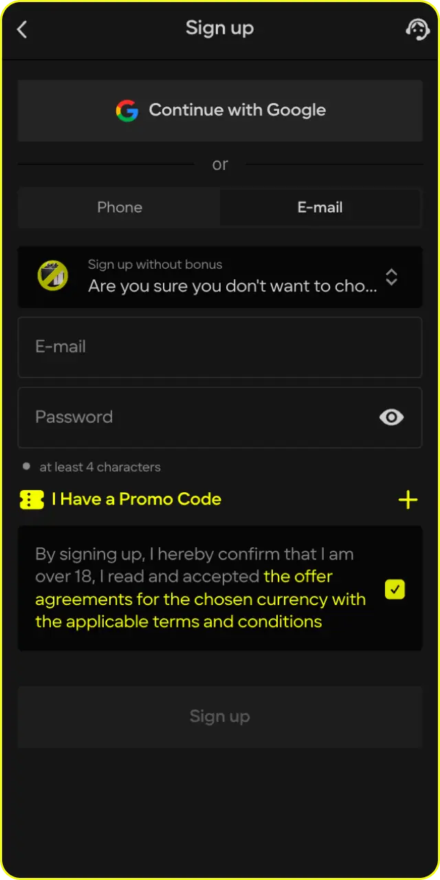 Fill form with accurate details to start your Parimatch StarCraft 2 betting.